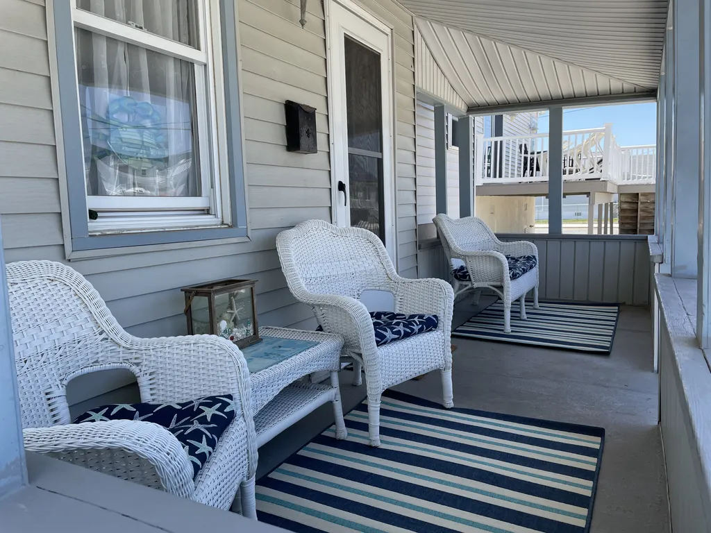 Bright covered front porch
