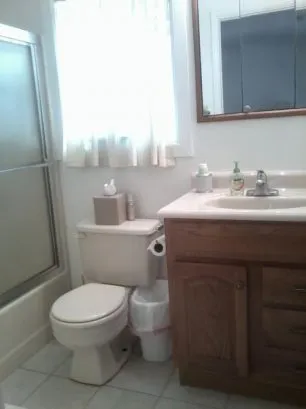 The bathroom for the Master bedroom, which also has towels and w