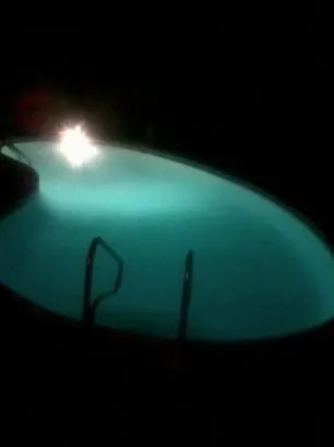 A view of the pool at night