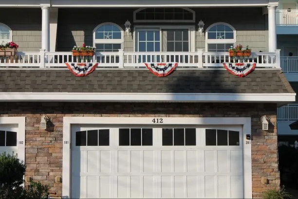 View of the deck, which is the one directly over the garage.