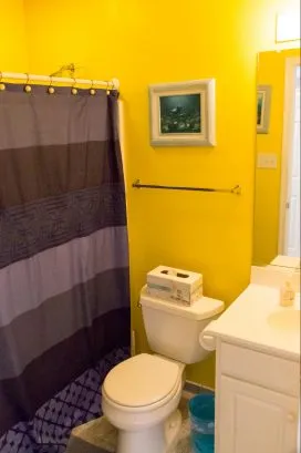 Second floor bathroom to left of hall