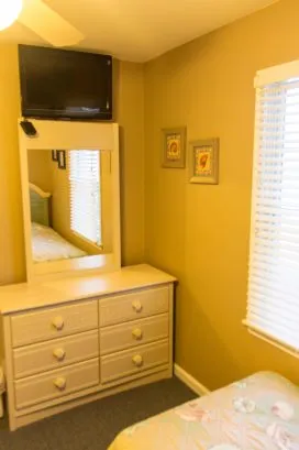 Room with wooden bunks