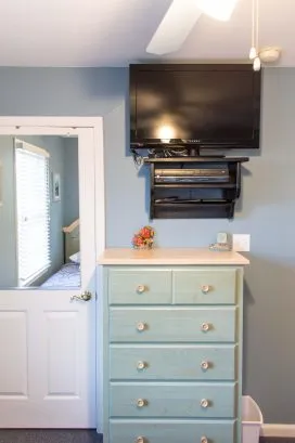 Room with metal bunks