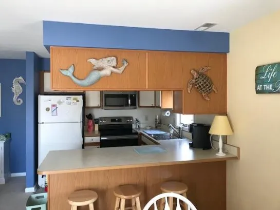 There are 5 stools for the island area