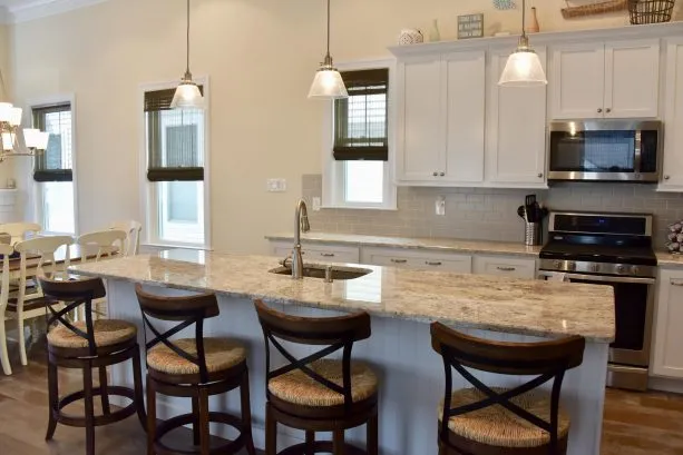 spacious granite island