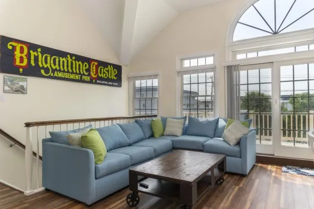 2nd Floor great room features one of a kind Brigantine art