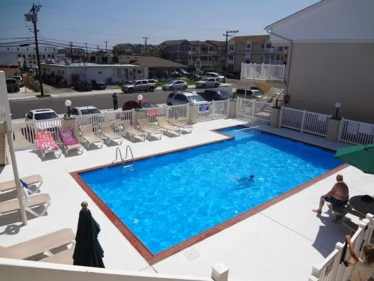 pool is right down the steps from our unit