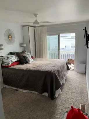 Master bedroom with private deck
