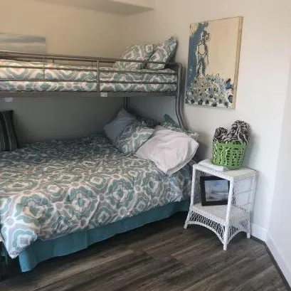 Bedroom #4 Twin over full private bathroom and sliding door to 1st floor deck lower level bathroom and deck