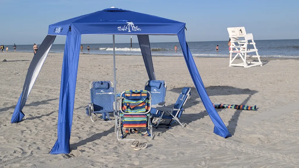Some of the beach gear (at least six chairs)