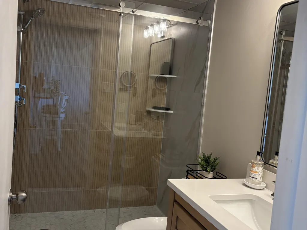 New spa like bathroom with walk in shower
