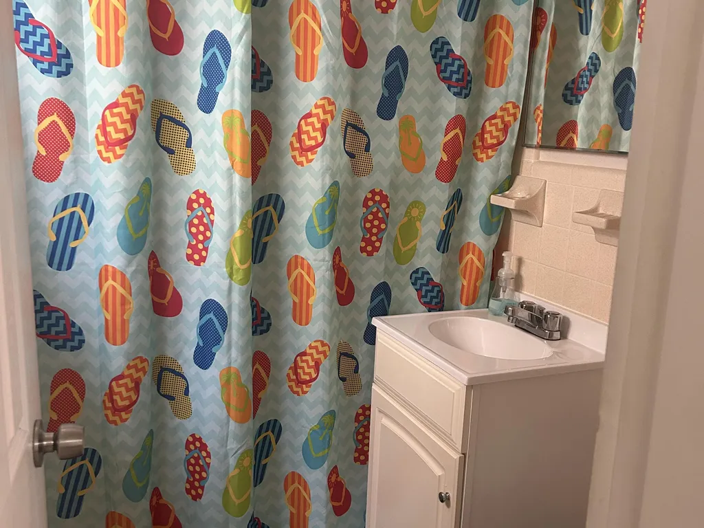 Second bathroom, full tub and removable shower head for hand held use 