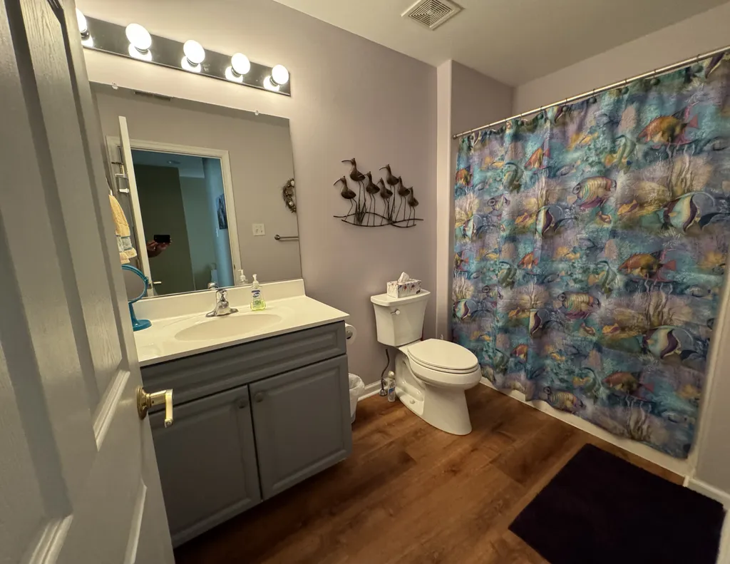 Hall Bath on 3rd Floor with Large vanity/sink, chair-height toilet, tub/shower
