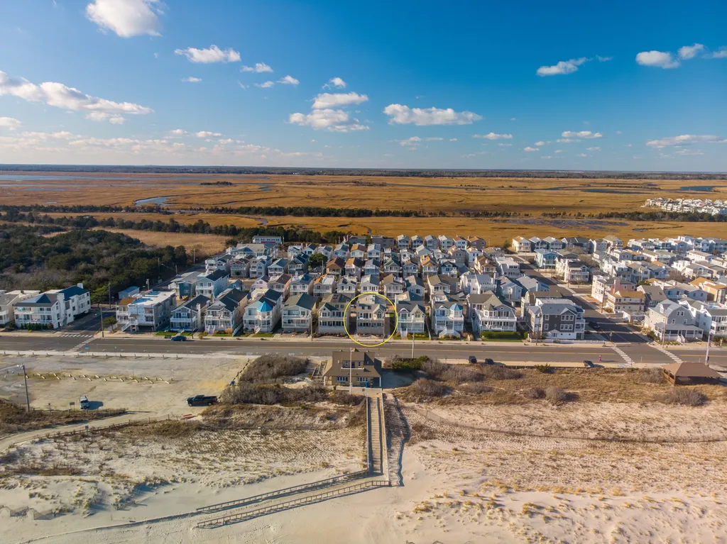 Our home is circled in the drone view of the Southend of OC, NJ