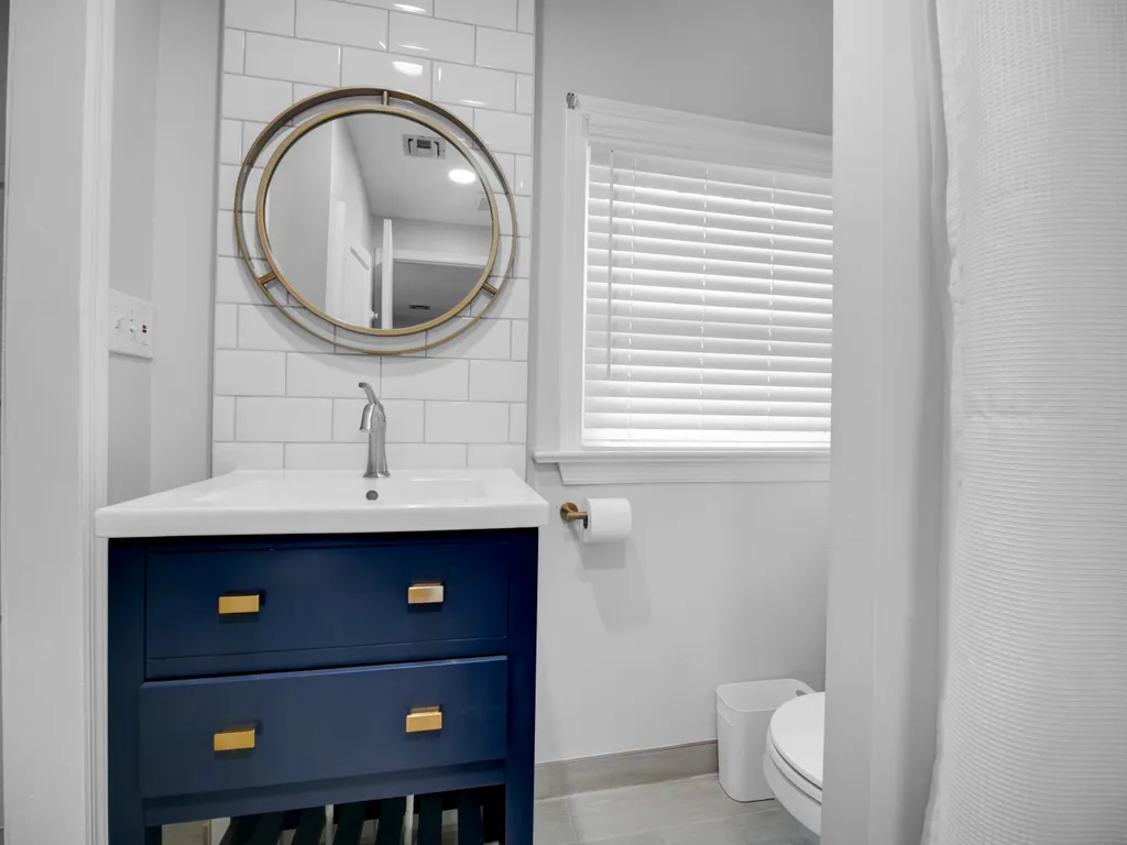 Updated bath with tile floor &amp;amp; Bath tub shower