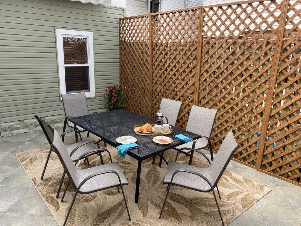 enjoy breakfast on our back patio!