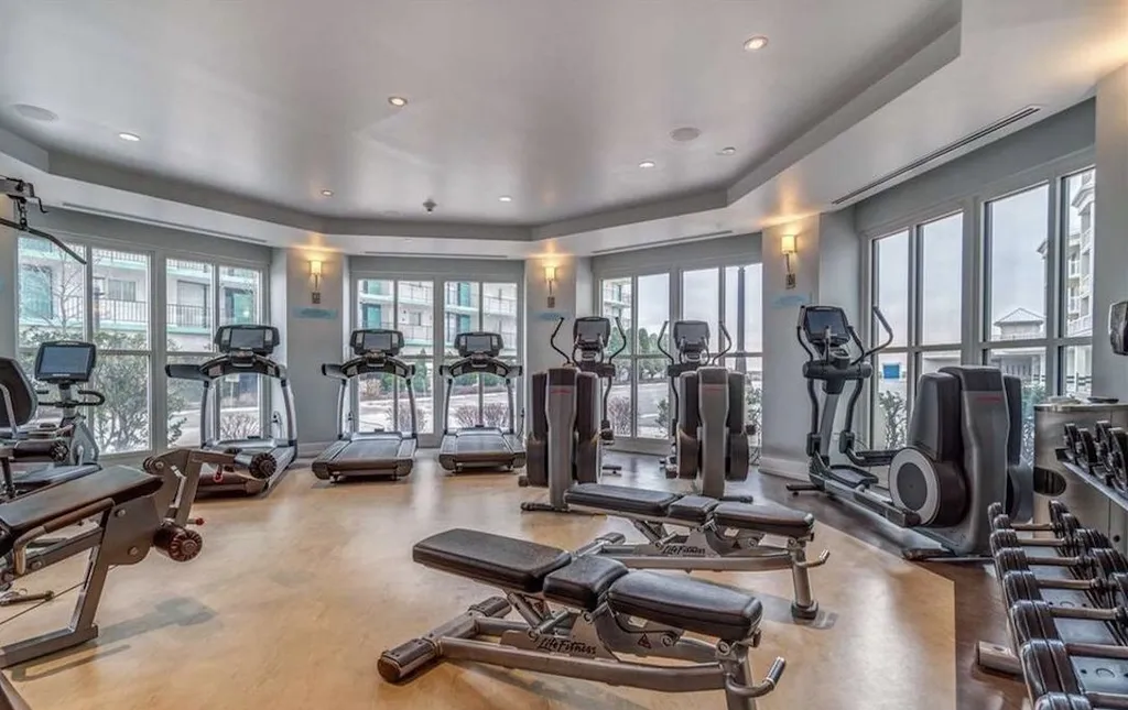 Get your workout in if so desired. Complete with locker rooms and sauna