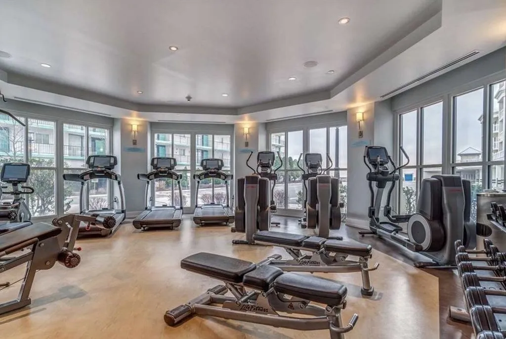 Get your workout in if so desired. Complete with locker rooms and sauna