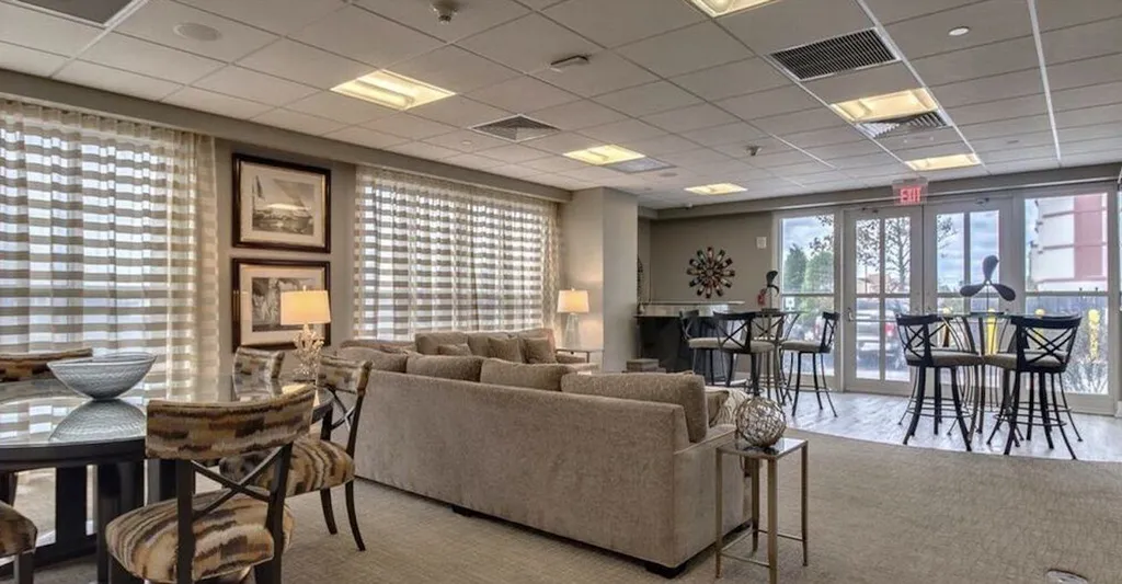 Community Room with refrigerator and ice machine located on pool level