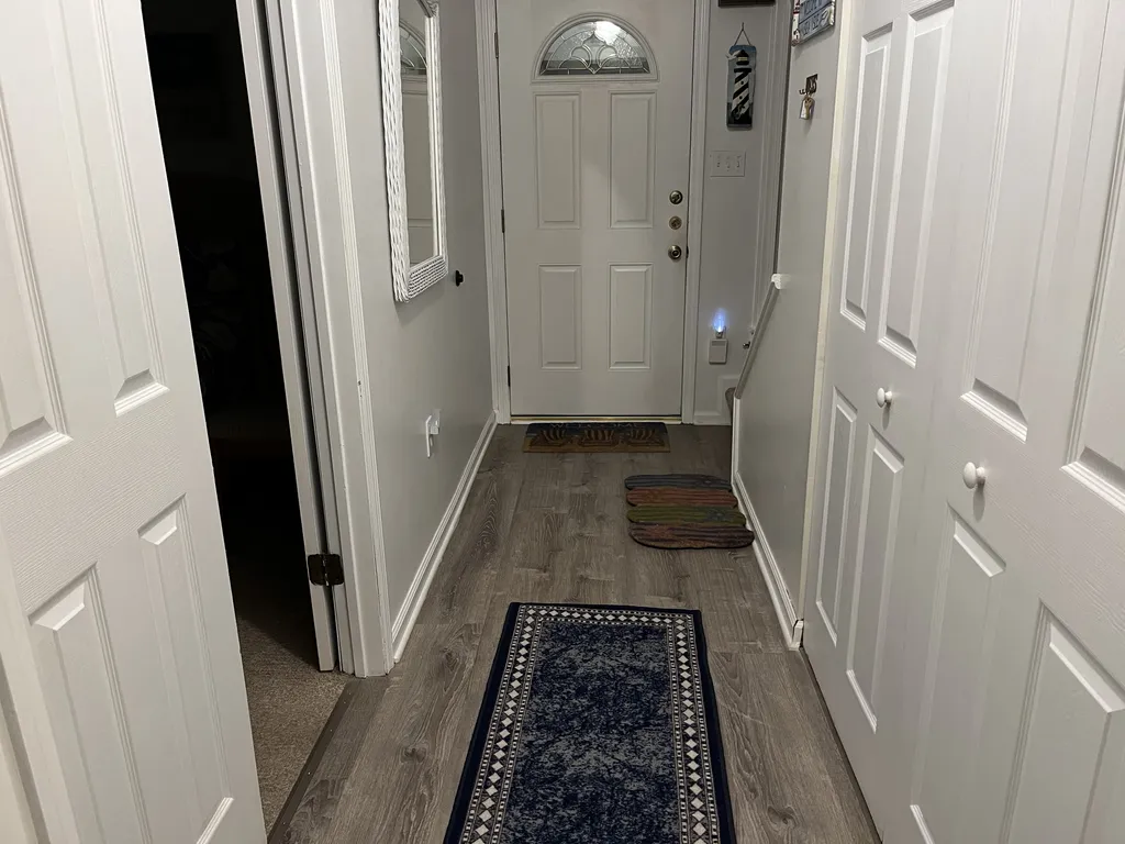 Hallway w/new LVP + WD Closet