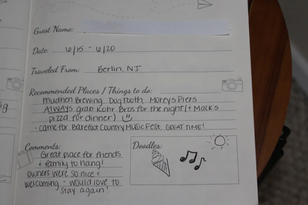 Sign our guest book and share with other vacationers all the fun you had!