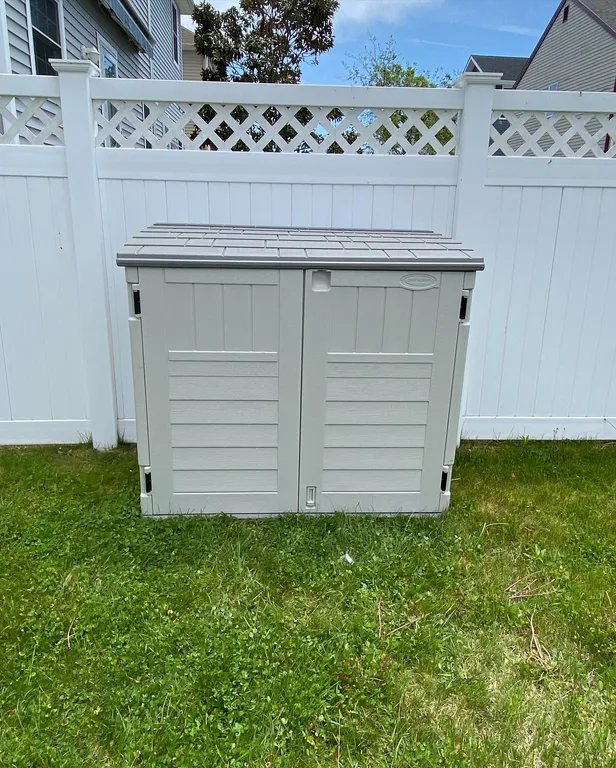 Storage shed for beach chairs and beach carts and toys!