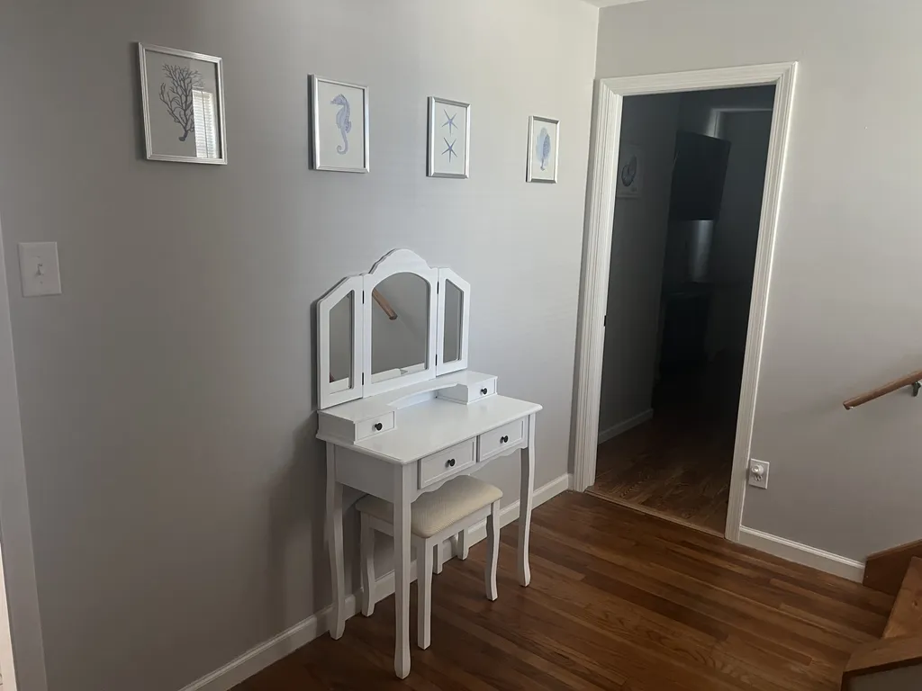 Makeup vanity outside of master 