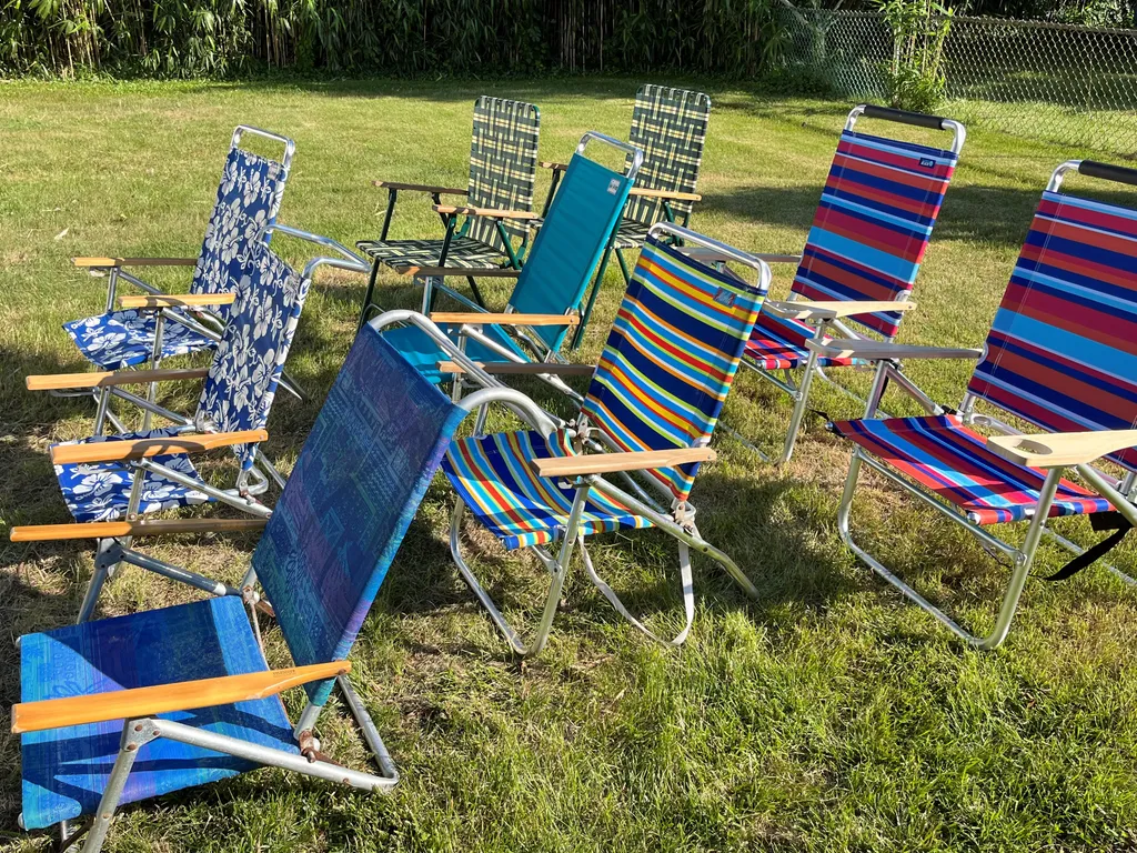 Wide selection of beach chairs  for you to choose from. We also have a beach caddy and two umbrellas for your use.