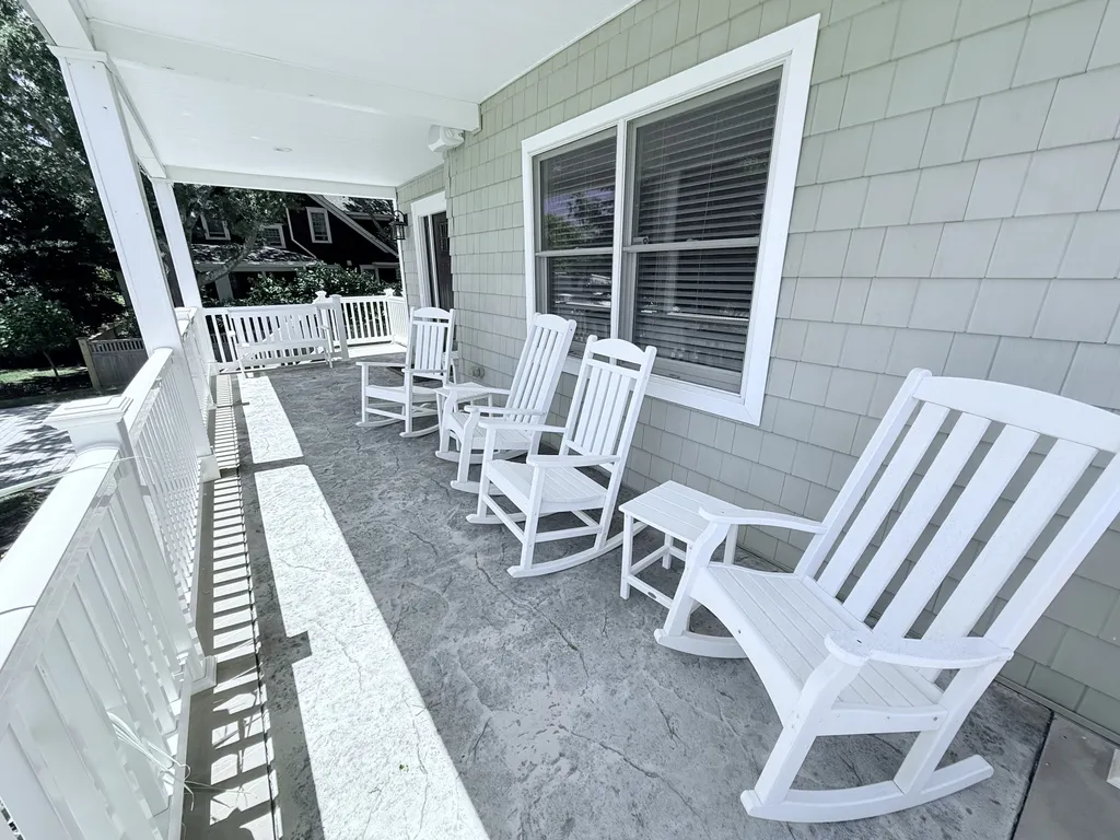 Front Porch with Rocking Chairs and Bench