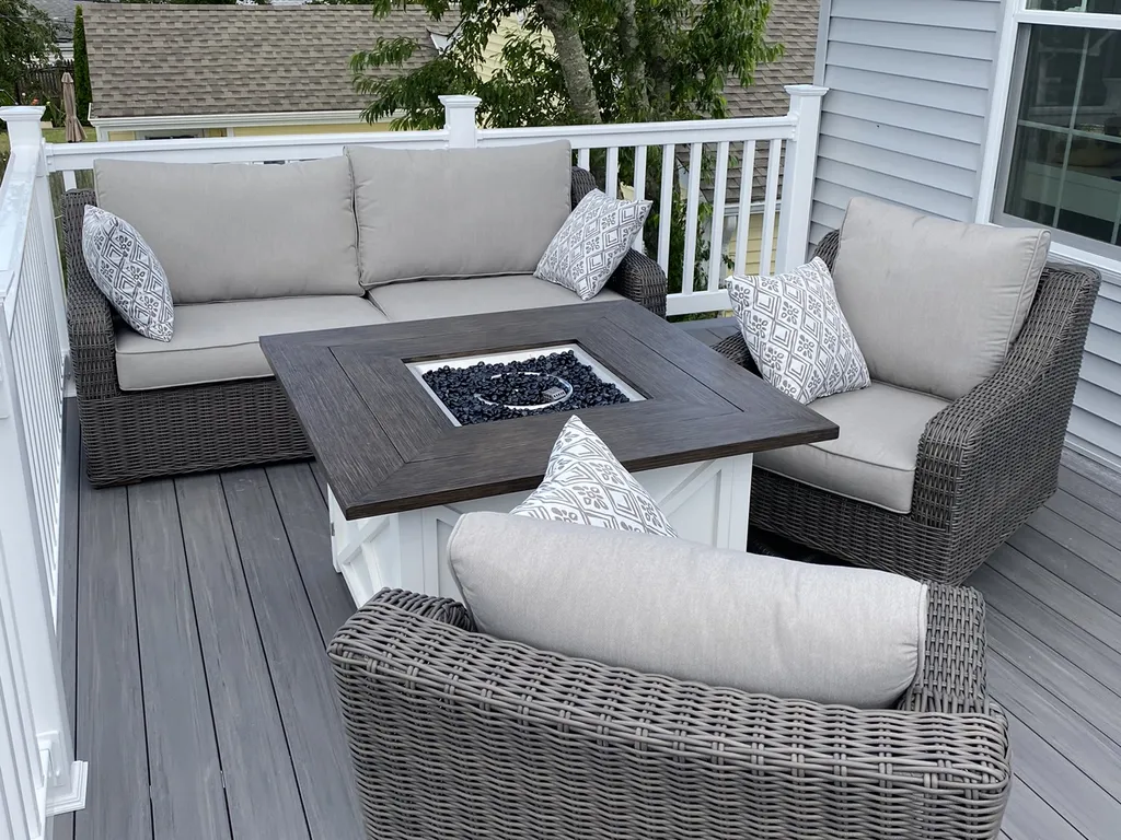 Swivel chairs with firepit off master bedroom