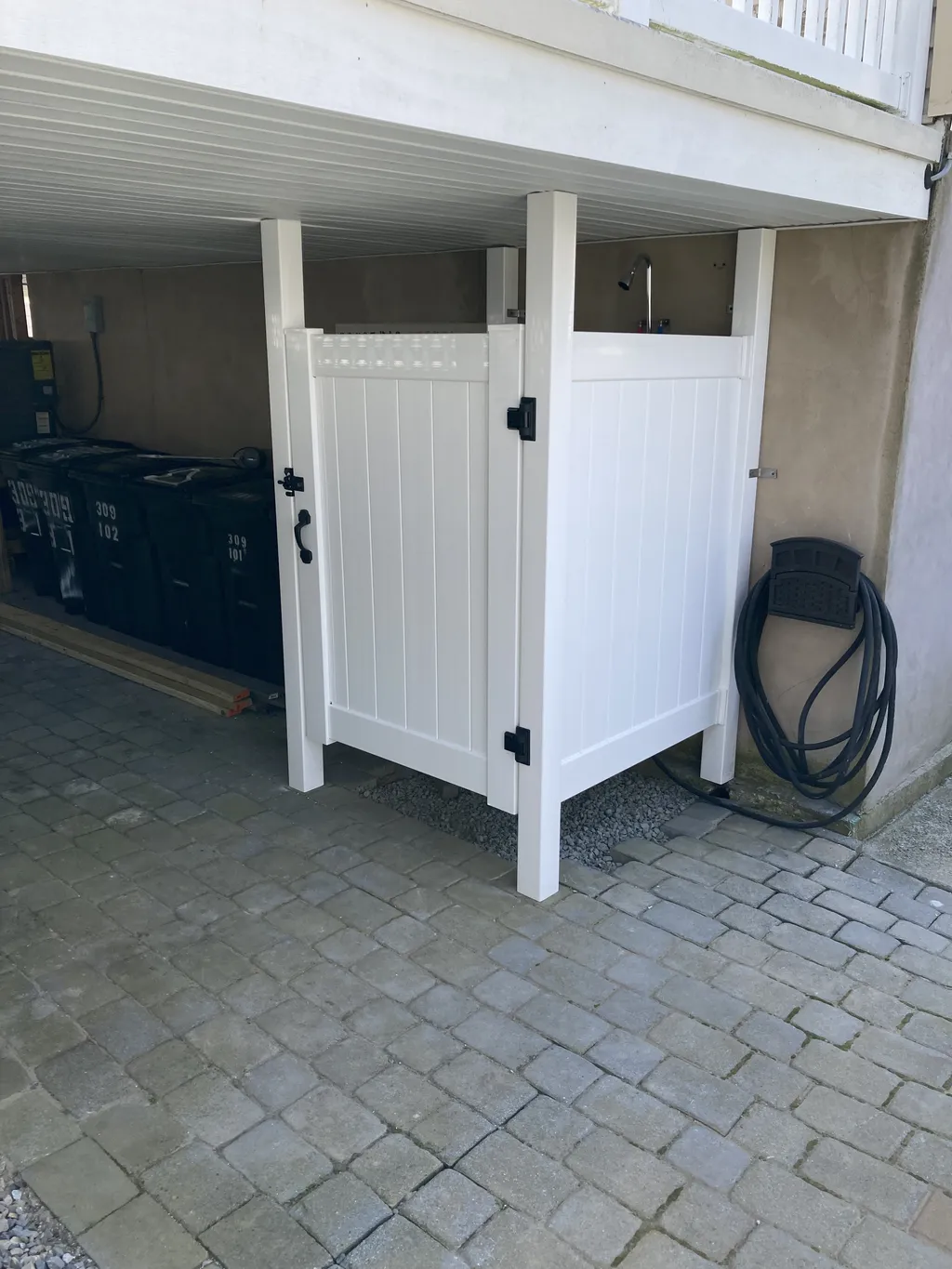 Newly installed outdoor shower