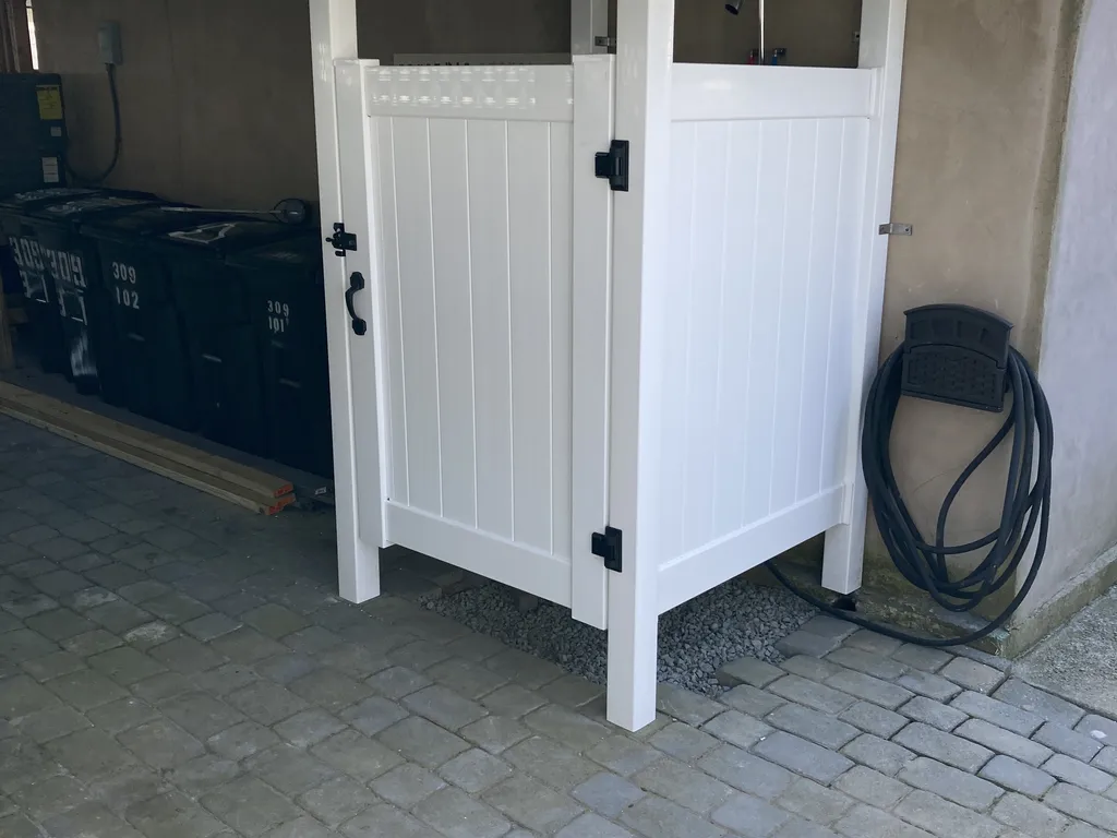 Newly installed outdoor shower