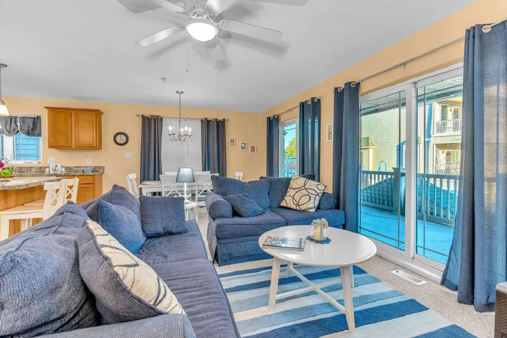 Living Room with Sliders to Balcony