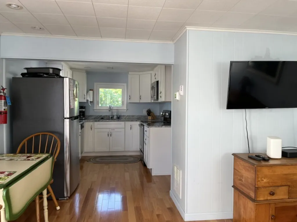 view from living room to kitchen