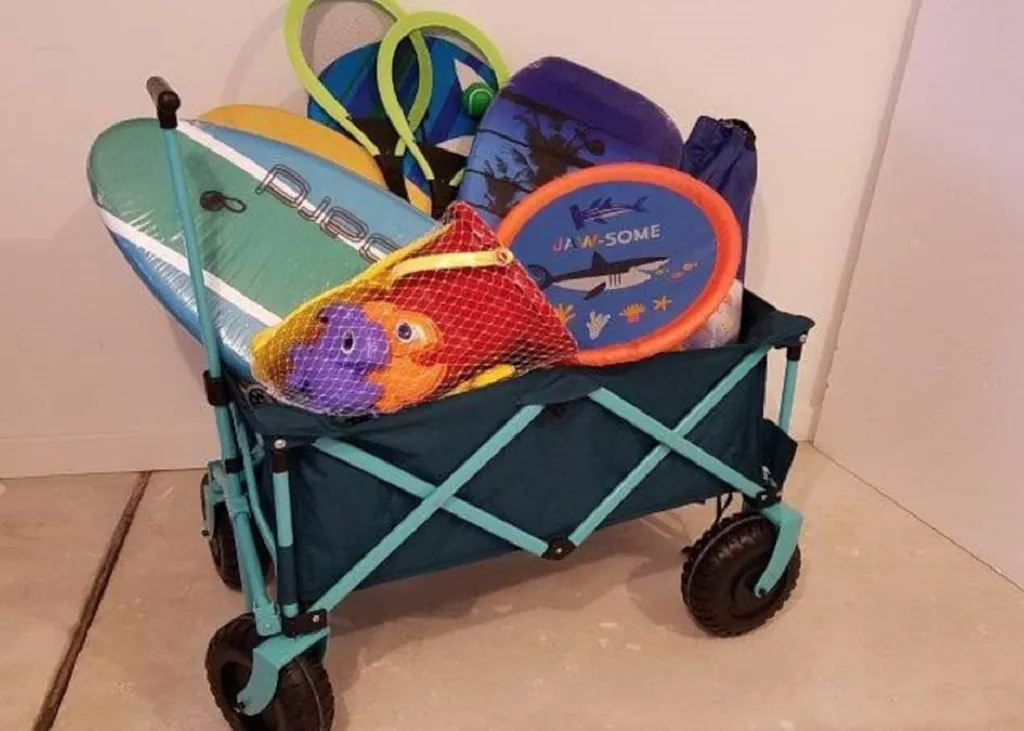 2 beach wagons and beach toys
