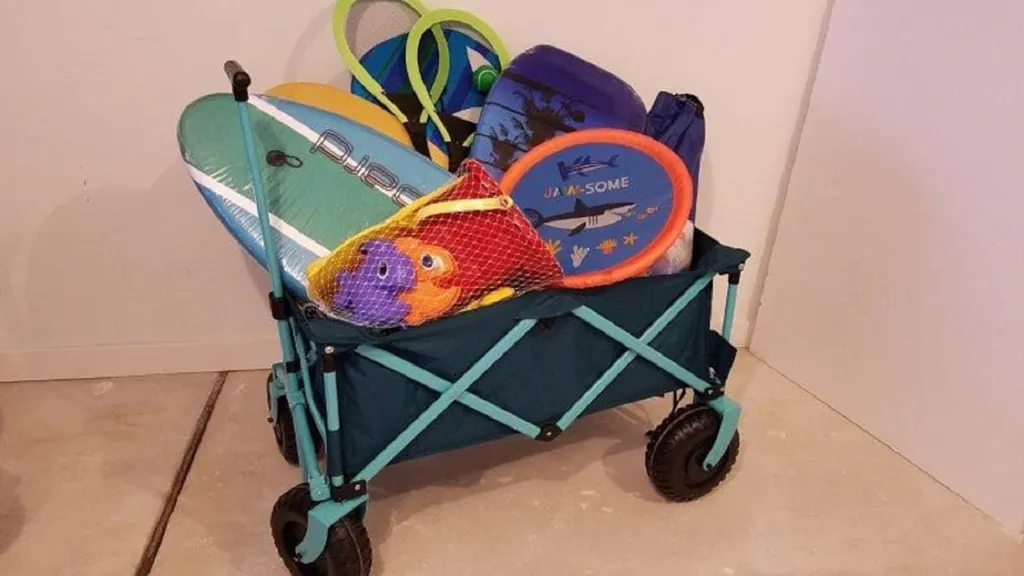 2 beach wagons and beach toys