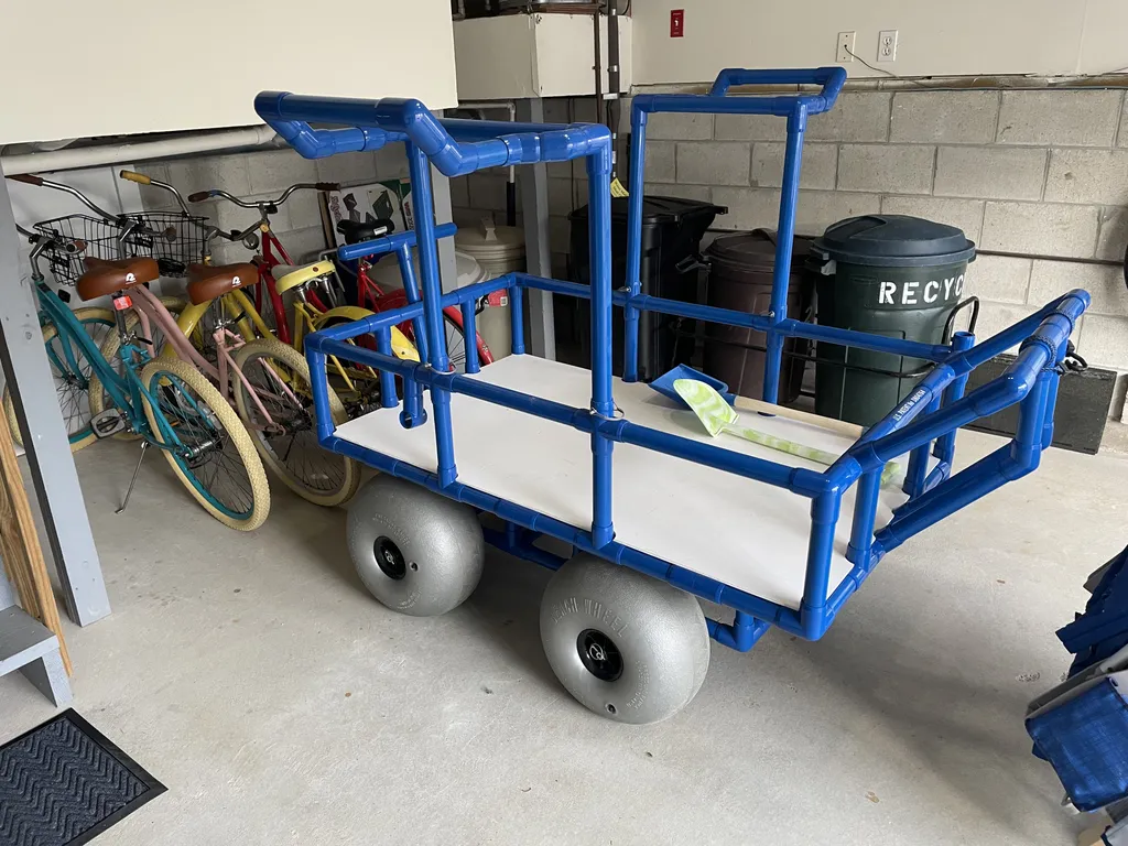 beach cart and bikes