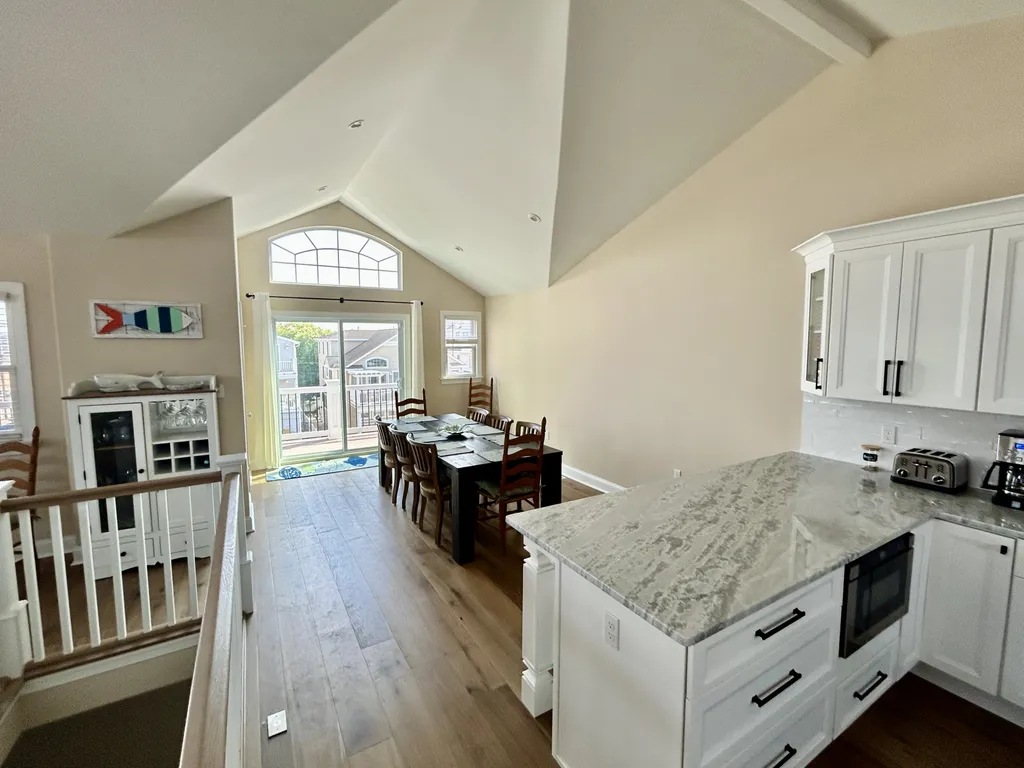 Looking from kitchen into dining area.