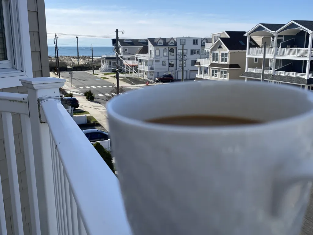 Lovely spot for coffee on the top deck off of the master BD