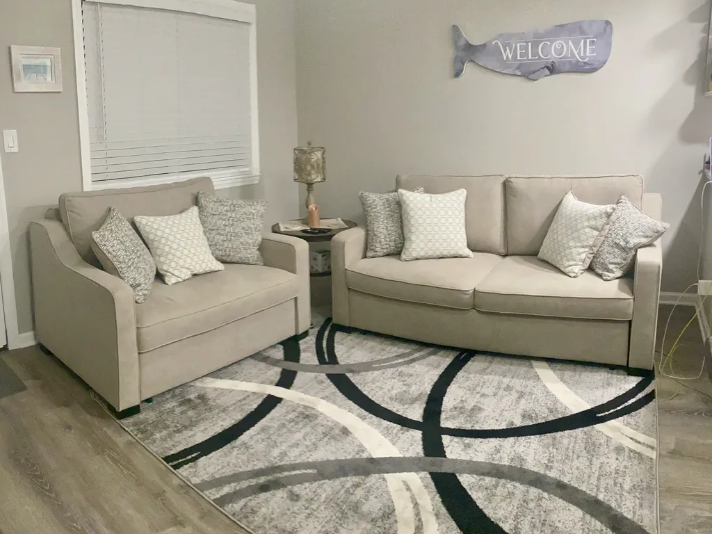 Living room with sleeper sofa.