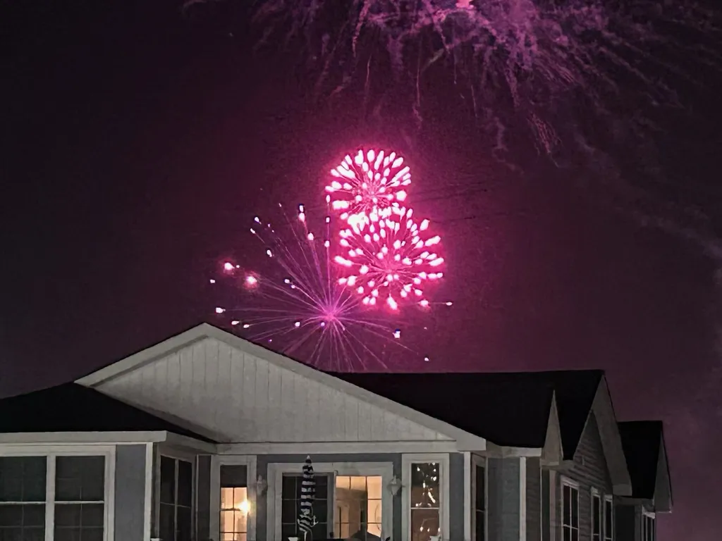 Fireworks view from balcony.