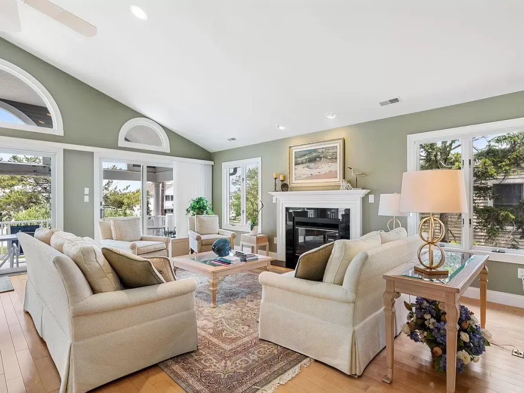 Living area with fireplace