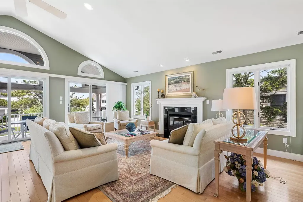 Living area with fireplace