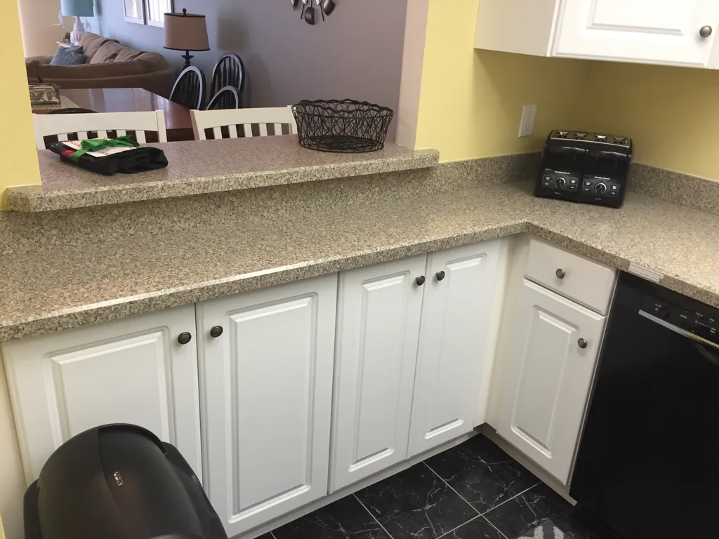 Kitchen Counter Overlooks Dining/Living Area