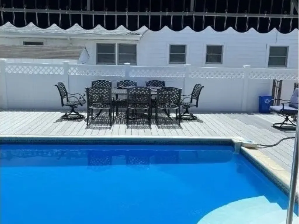 Pool from kitchen. 