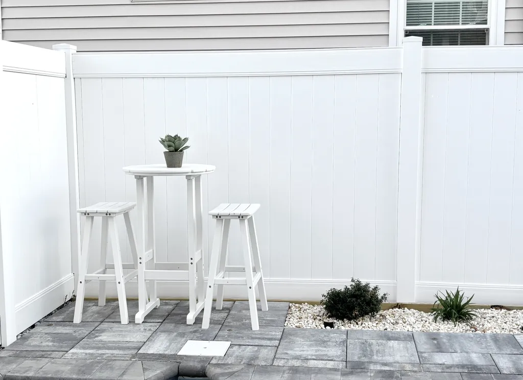 pub table and seating by pool