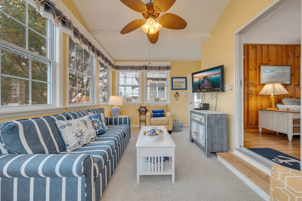 Bright sunroom at the front of the home