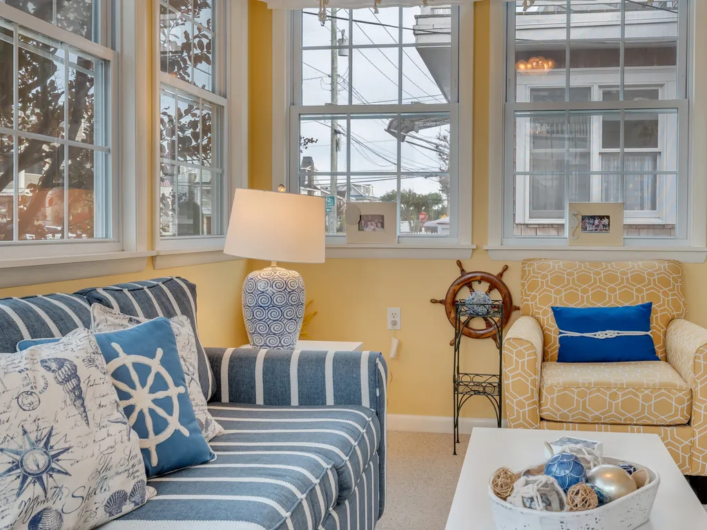 Bright sunroom at the front of the home
