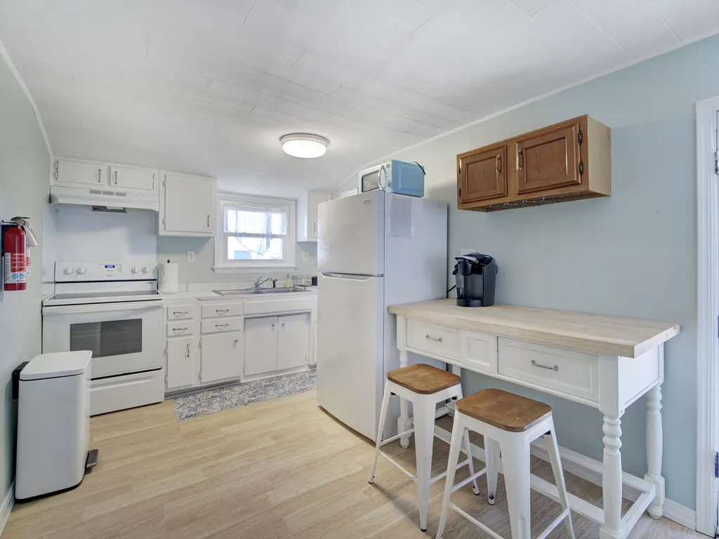 kitchen and eating area