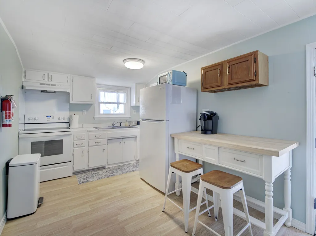 kitchen and eating area